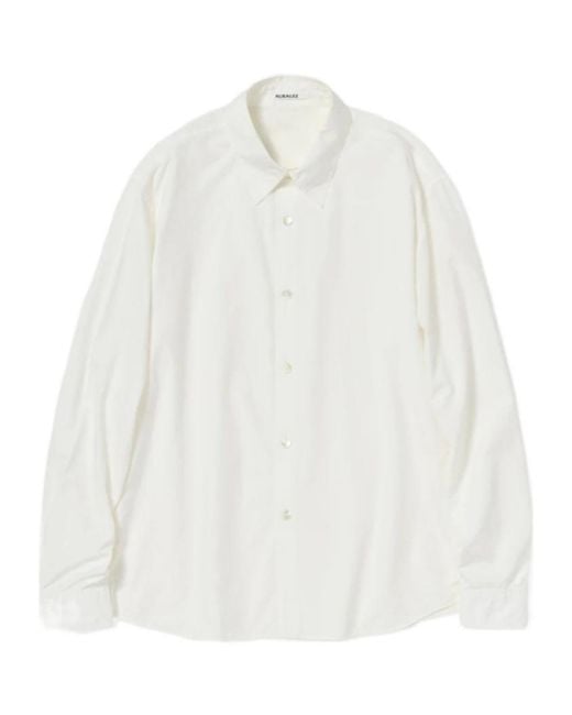 AURALEE Garment-Dyed Shuttle-Weather Shirt in White for Men | Lyst