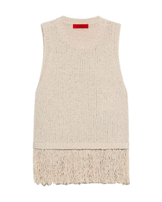 MAX&Co. Natural Round Neck Sleeveless Knit Top