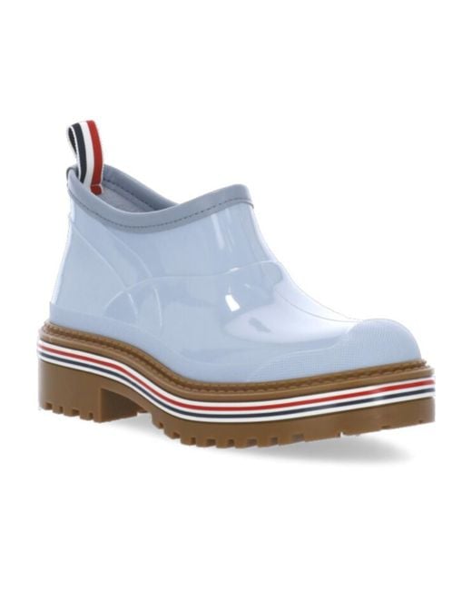 Thom Browne Blue Round Toe Slip-On Boots