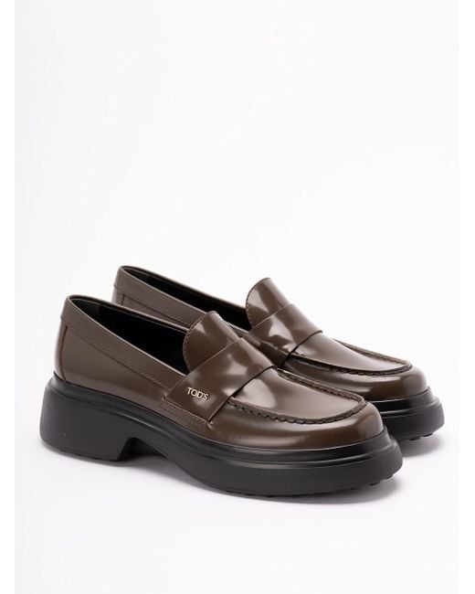 Tod's Black Logo Plaque Slip-On Loafers