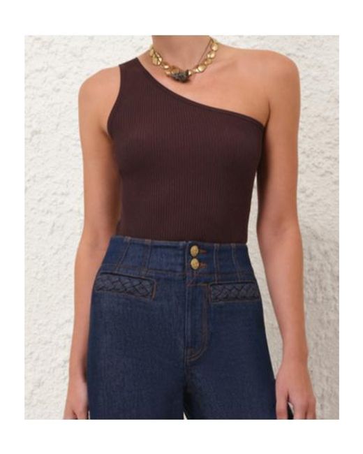 Zimmermann Purple Daylight One Shoulder Top