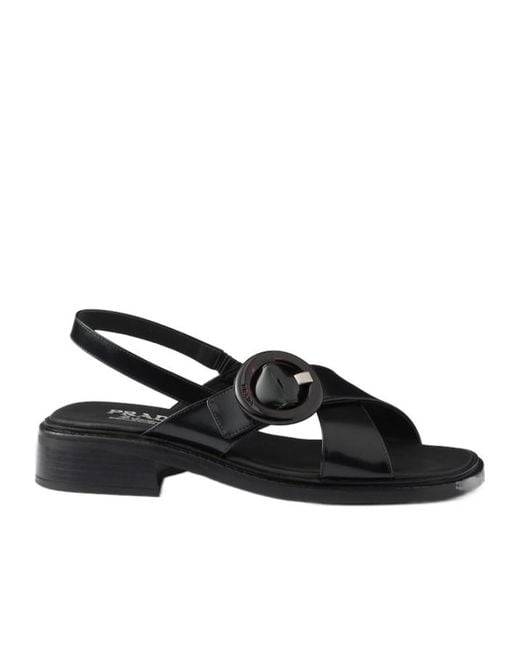 PRADA ロコフレトスリッホンサンタル 1XX656F035 F0009 PRADA Satin slides with crystals 1XX608_2AWL_F0T7O_F_010