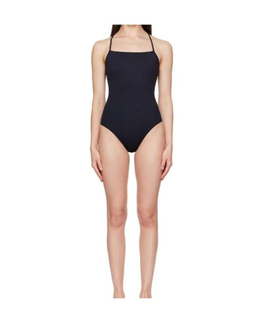 Loulou de Saison Black Criss-Crossing Straps Swimsuit