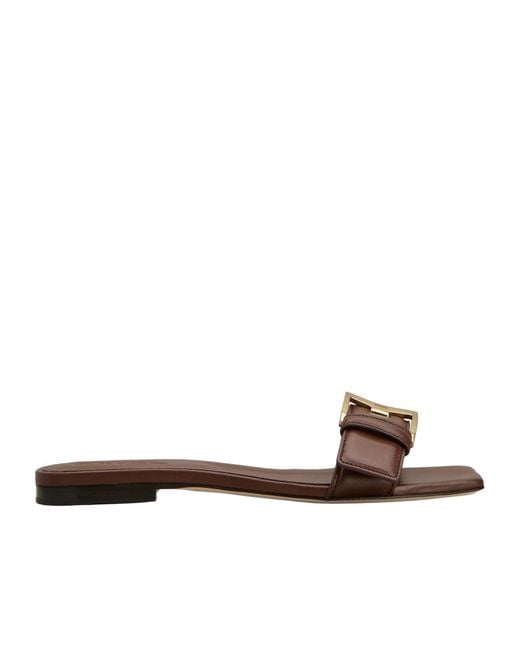 Tod's Brown Square-Toe Flat Sandals