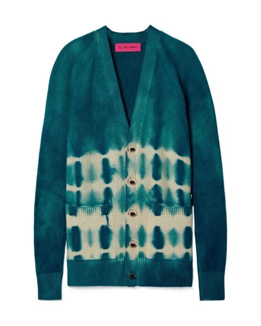 The Elder Statesman Green Tie-Dye Cashmere Cardigan