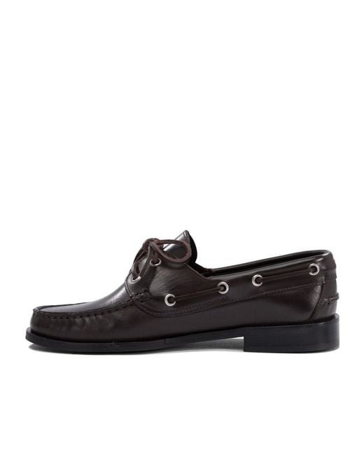 Aeyde Black Harris Leather Moccasin Flats