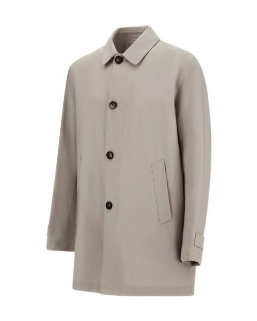Herno Gray Button-Down 3-Layers Wool Coat for men