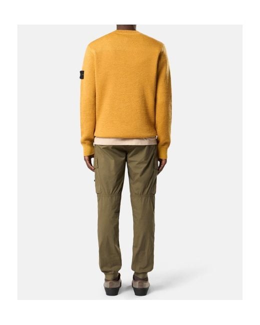 Stone Island Yellow Crewneck Logo-Patch Sweater for men