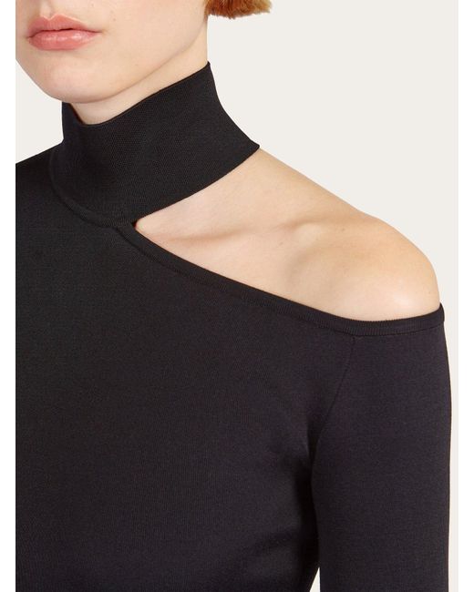 Ferragamo Black Hollowed-Out Dress