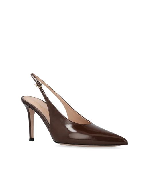 Gianvito Rossi Brown Robbie Pointed Toe Slingback Pumps