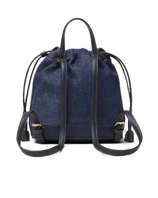 Fendi Blue Ff Buckle Denim Backpack