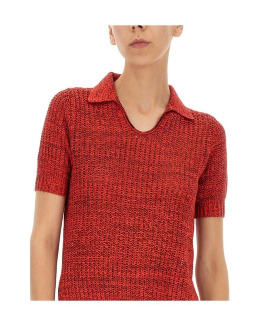 Proenza Schouler Red Hollow Knit Pullover