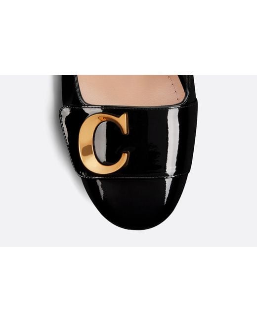 Dior Black Christian Logo Plaque Round Toe Pumps
