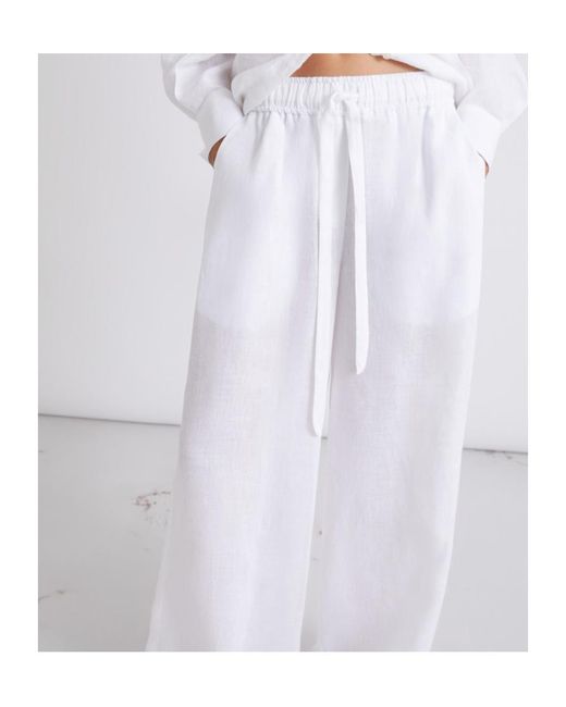 Marella White Pure Linen Trousers