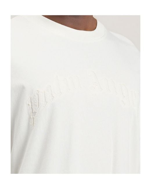 Palm Angels White Curved Logo Loose Double T-Shirt for men
