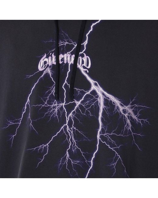 Givenchy Blue Lightning Printed Drawstring Hoodie for men