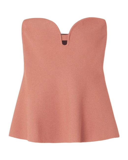 Stella McCartney Pink Strapless Stretch-Knit Peplum Top