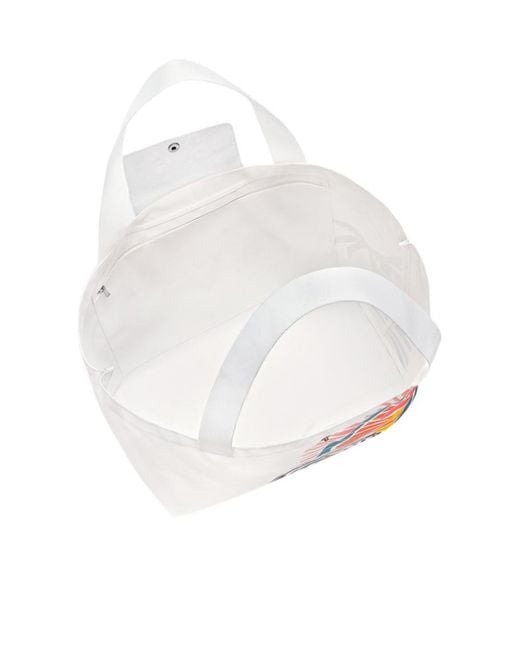 Longchamp White L Le Pliage Horse-Graphic Tote Bag