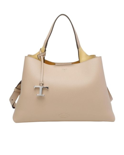 Tod's Natural Logo Embossed Top Handle Bag