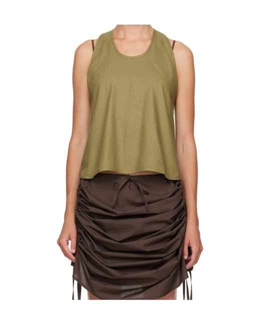 Baserange Green Sleeveless Round Neck Top