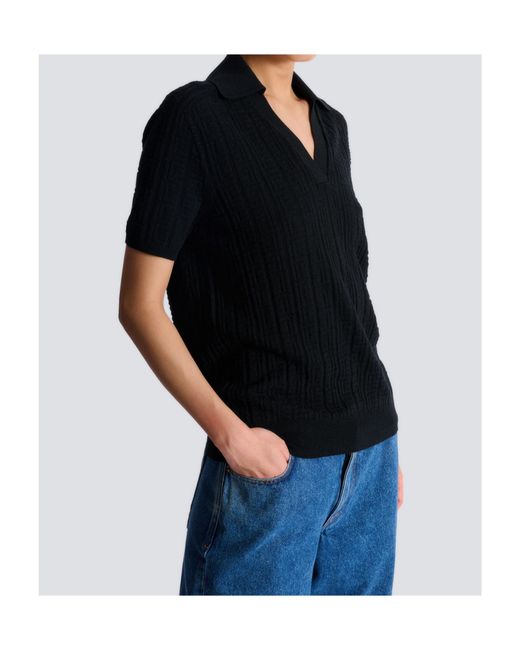Balmain Black Monogram Knit Polo