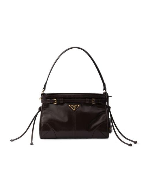 Prada Black Bonnie Logo Plaque Small Shoulder Bag