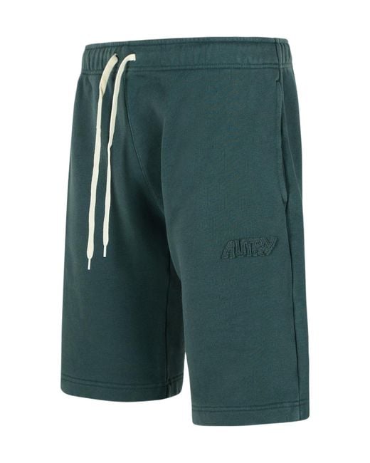 Autry Green Elasticated-Waistband Logo Track Shorts for men