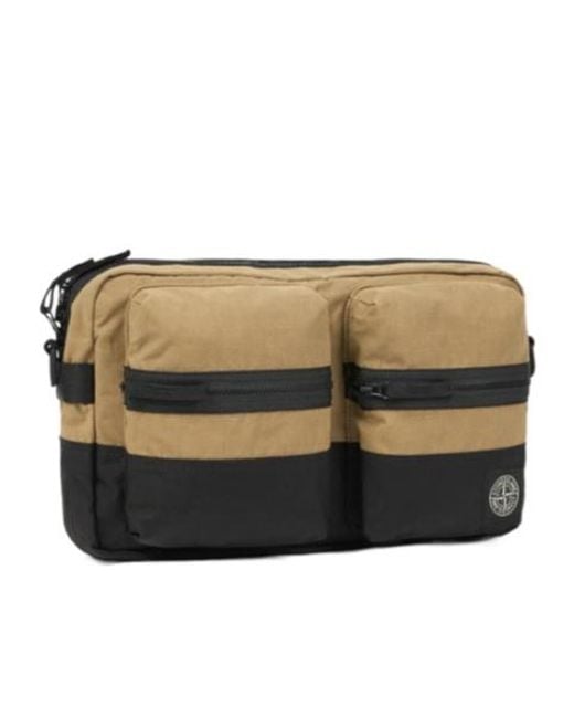 Stone Island Black Logo-Patch Cross Body Bag for men