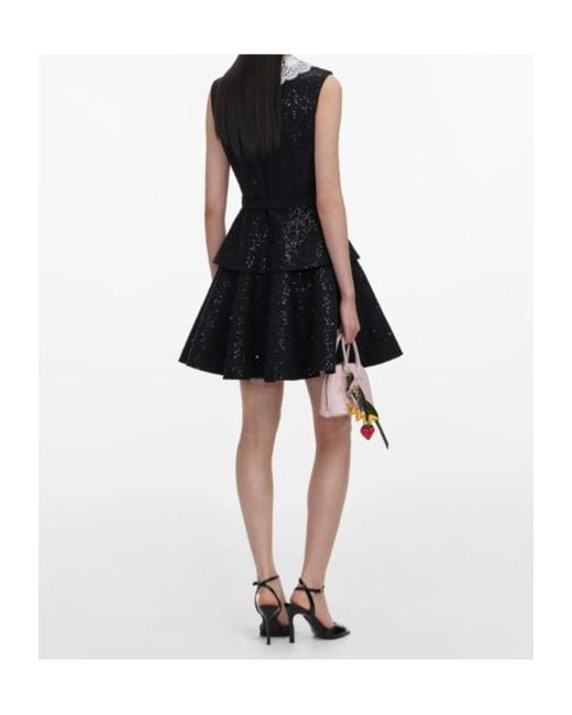Self-Portrait Black Sequin Boucle Mini Dress