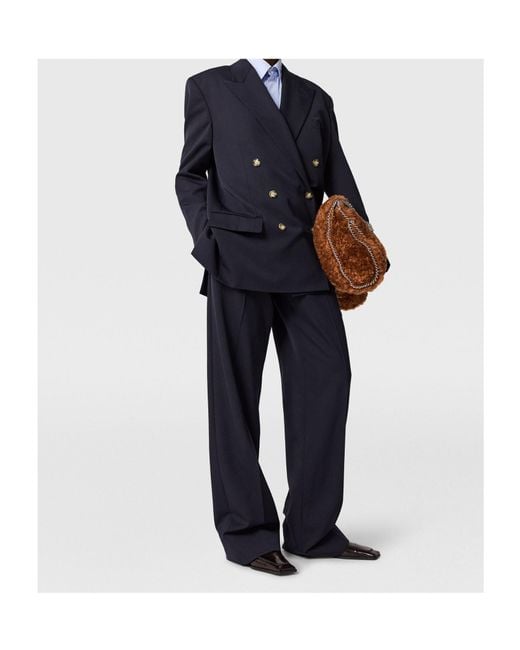 Stella McCartney Blue Pleated Wide-Leg Trousers