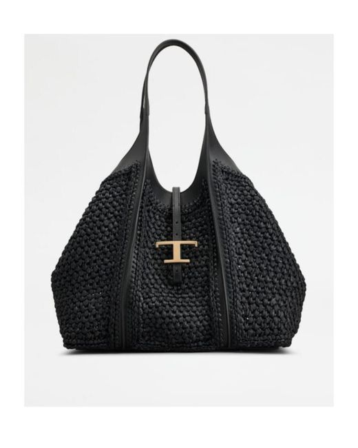 Tod's Black Timeless Woven Tote Bag