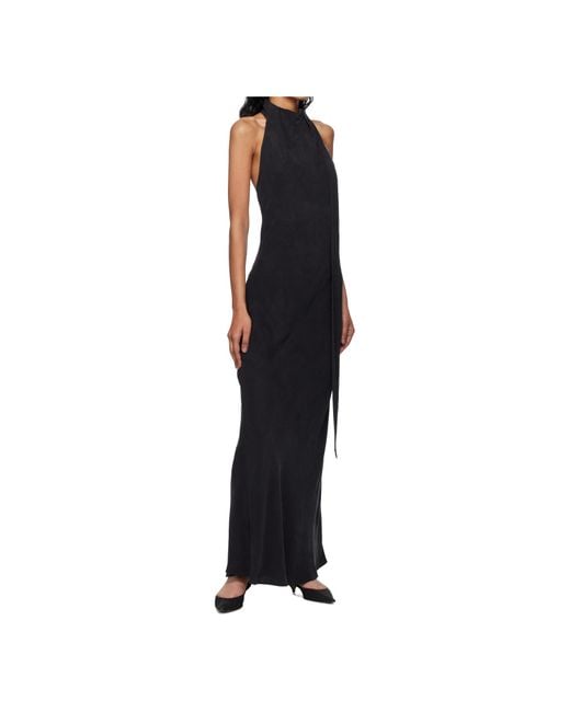 St. Agni Black Diagonal Neckline Dress