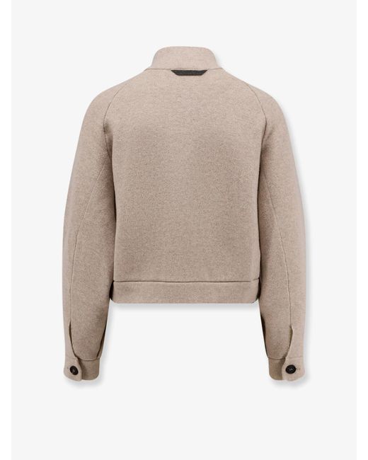 Brunello Cucinelli Natural Monili-Detailed High-Neck Jacket