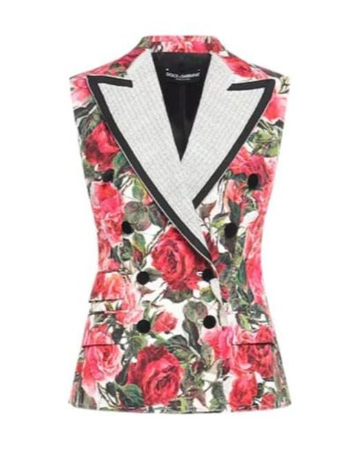 Dolce & Gabbana Red Patterned Shortsleeve Blazer