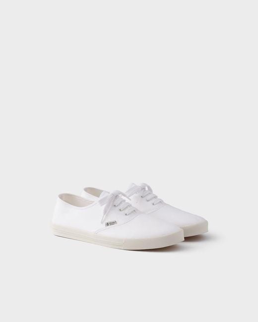 Prada White Drill Lace-Up Sneakers for men