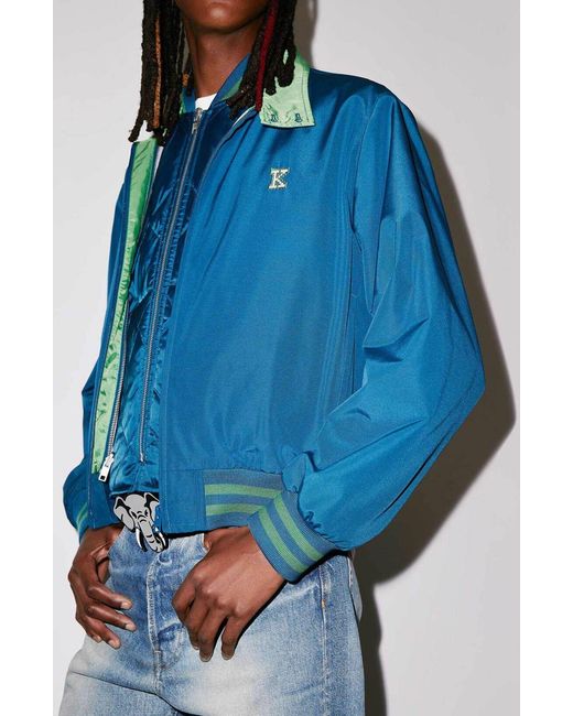 KENZO Blue Pixel Logo Zipped Jacket for men