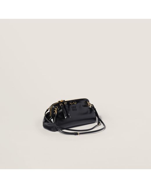 Miu Miu Black Caprice Shiny Leather Clutch
