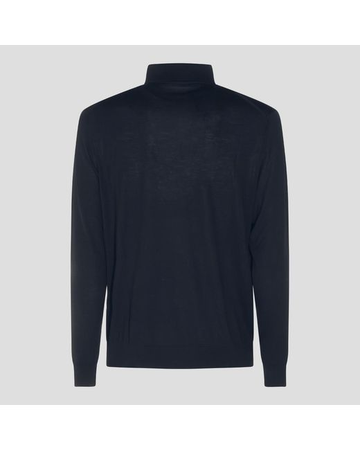 Kiton Blue Long-Sleeve Polo Shirt for men