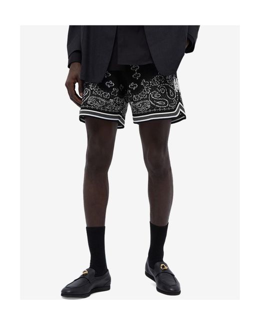 Amiri Black Bandana-Print Track Shorts for men
