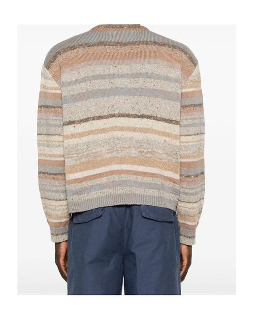ERL Natural Striped Crew-Neck Sweater for men