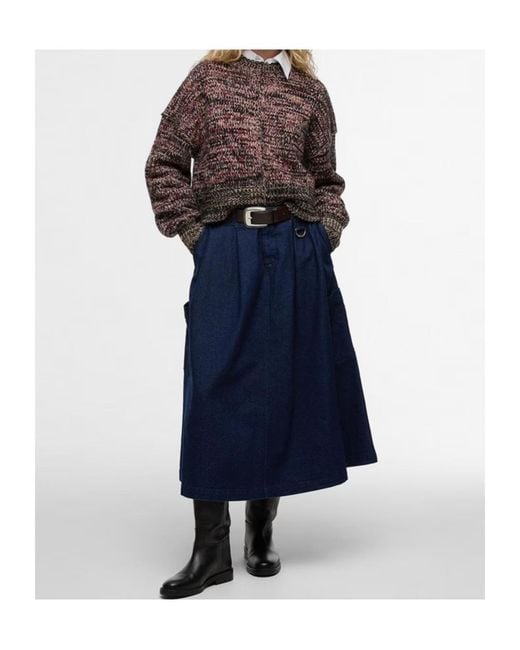 Barbour Blue Belt Loop Midi Skirt