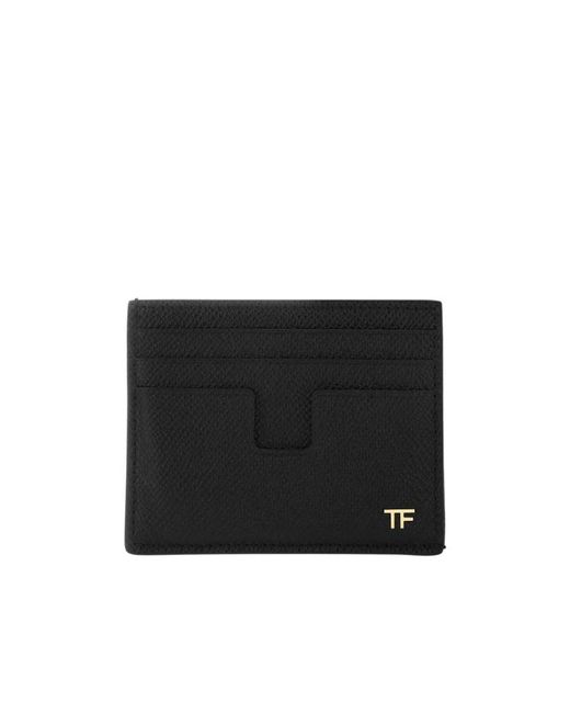 Tom Ford Black Logo-Plaque Leather Cardholder for men