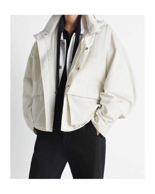 Lemaire White Drawstring Hooded Rain Jacket for men