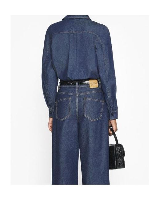 Maison Kitsuné Blue Maison Kitsuné Contrast-Stitch Denim Shirt