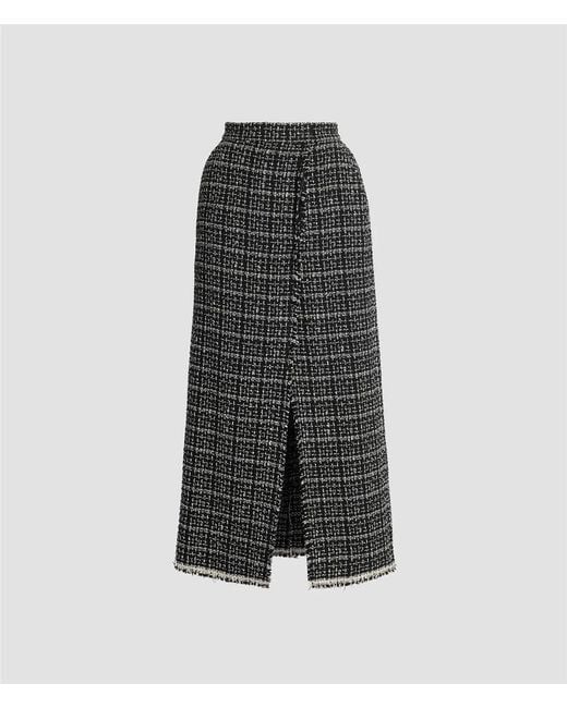 Erdem Gray Tweed Midi Pencil Skirt
