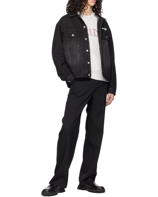 we11done Black Logo-Print Denim Jacket for men