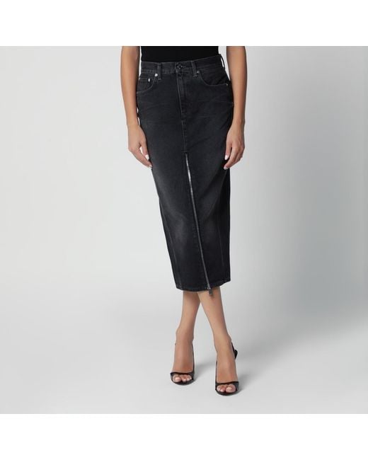 Haikure Black Mira Zip-Front Midi Skirt