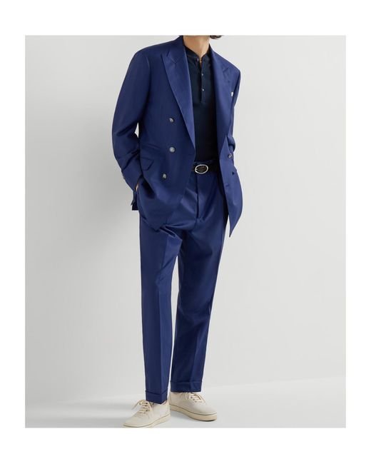 Brunello Cucinelli Blue Chalk-Stripe Blazer for men
