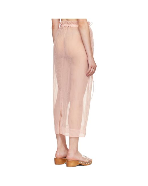 Simone Rocha Pink Waist-Cinching Midi Skirt