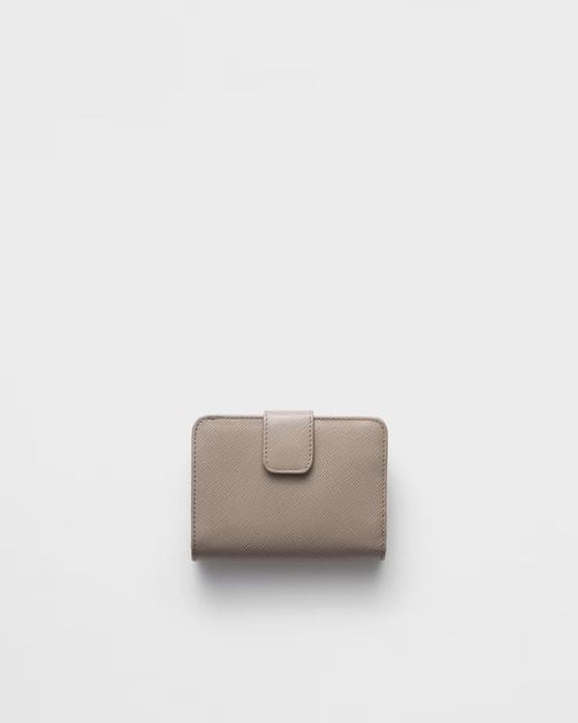 Prada Gray Small Triangle-Logo Zip Wallet